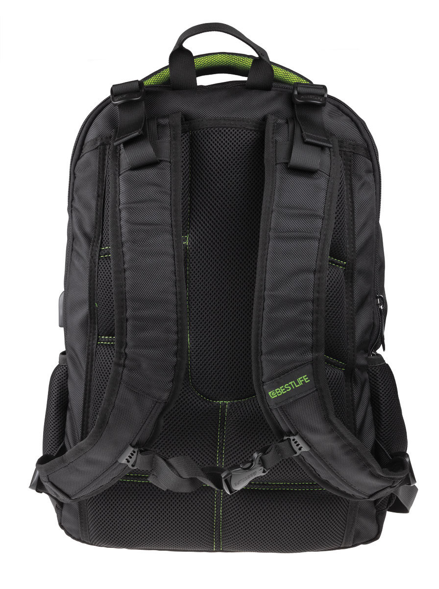 BestLife Gaming Snake Eye RUCKSACK schwarz/grün Gaming Rucksack mit USB Connector für 17" Laptop