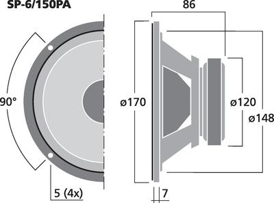 MONACOR SP-6/150PA PA-Mitteltöner, 150 W, 8 O