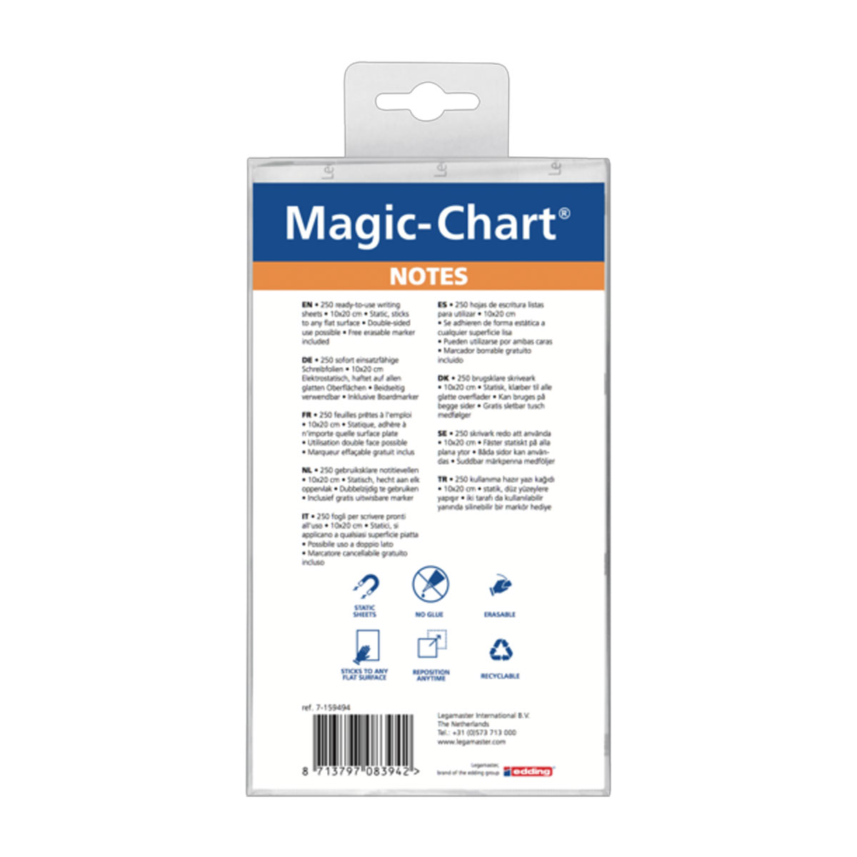 Legamaster 7-159494 Magic-Chart Notes 10 x 20 cm 250 Stück, sortiert