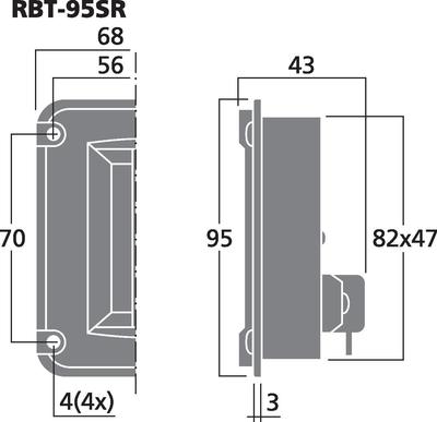 MONACOR RBT-95SR Bändchen-Hochtöner, 40W, 8 O