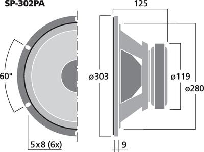 MONACOR SP-302PA Universal-Tieftöner, 100 W, 8 O