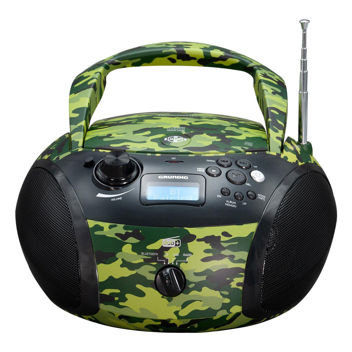 Grundig GRB 4000 BT Camouflage Radiorecorder / Boomboxen, CD-Player, DAB+, Bluetooth, MP3, WMA