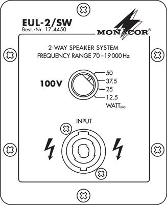 MONACOR EUL-2/SW Beschallungs-Lautsprecherbox in 100-V-Technik