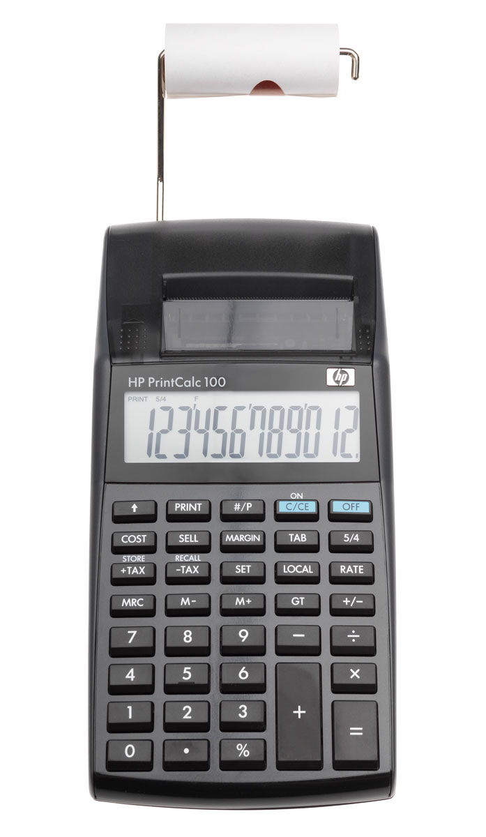 HP-PrintCalc 100 - druckender Tischrechner 12-stelliges LCD - TAX - Prozent -Cost-Sell-Margin