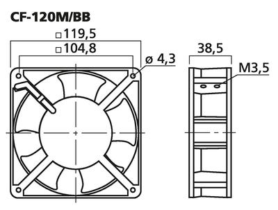 MONACOR CF-120M/BB Axial-Lüfter