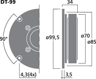 MONACOR DT-99 Hi-Fi-Kalottenhochtöner, 40 W, 8 O