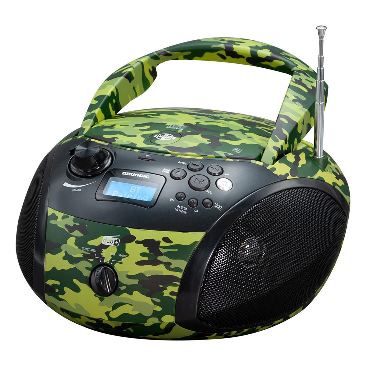 Grundig GRB 4000 BT Camouflage Radiorecorder / Boomboxen, CD-Player, DAB+, Bluetooth, MP3, WMA