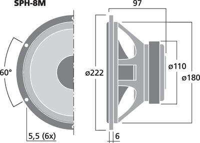 MONACOR SPH-8M Hi-Fi-Tieftöner, 100 W, 8 O